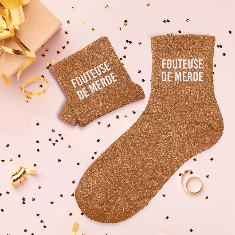Chaussettes paillettes fouteuse de merde

