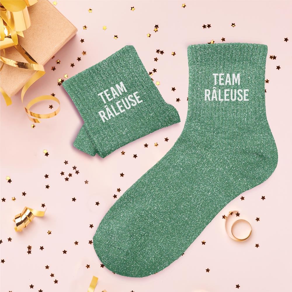 Chaussettes paillettes team raleuse
