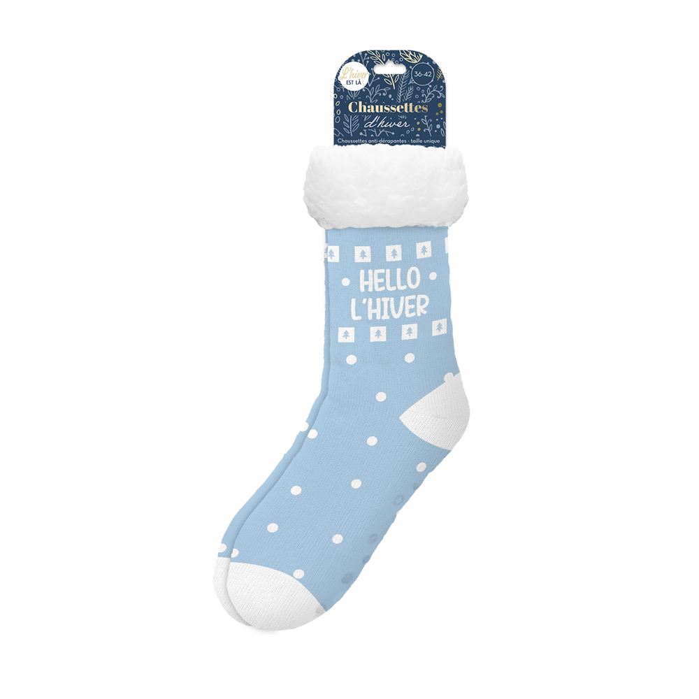 Chaussettes moumoute "hello l hiver"