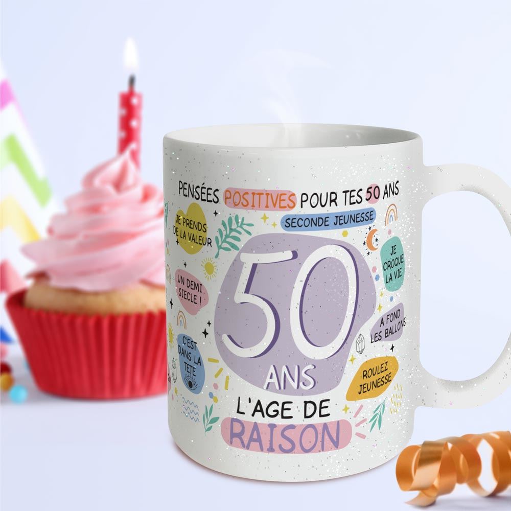 Mug a paillettes feminin 50ans
