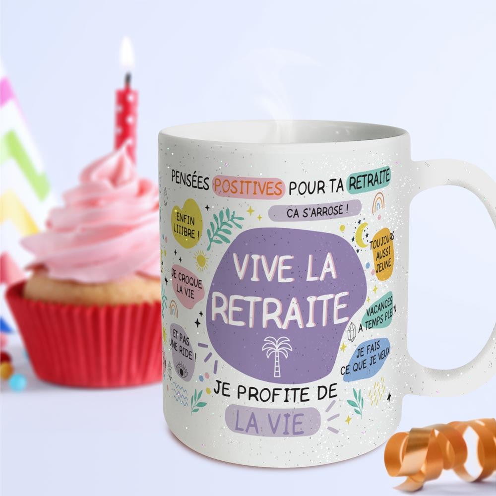 Mug a paillettes feminin retraite
