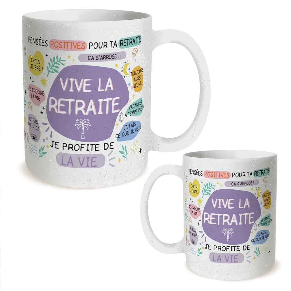 Mug a paillettes feminin retraite
