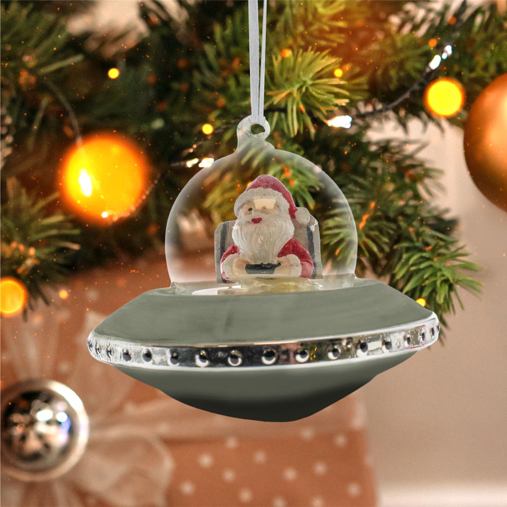 Boule noel pere noel soucoupe volante