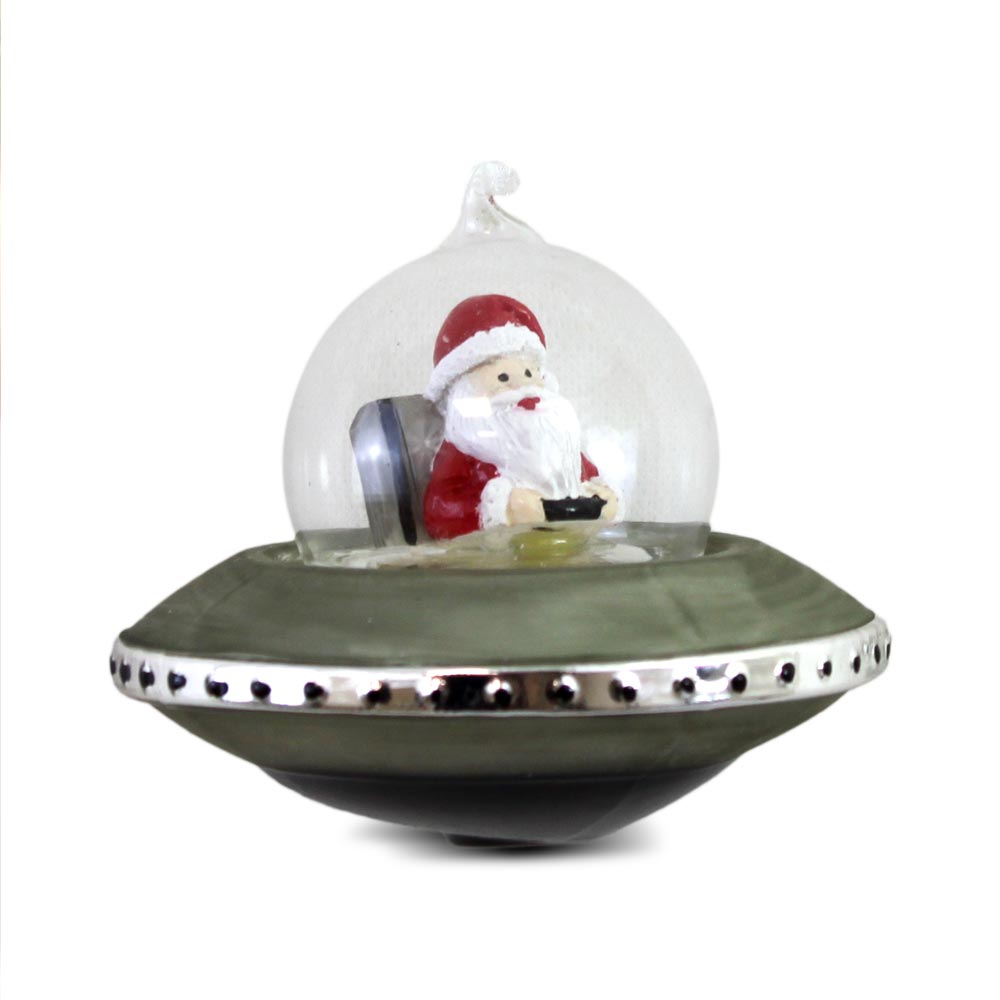 Boule noel pere noel soucoupe volante