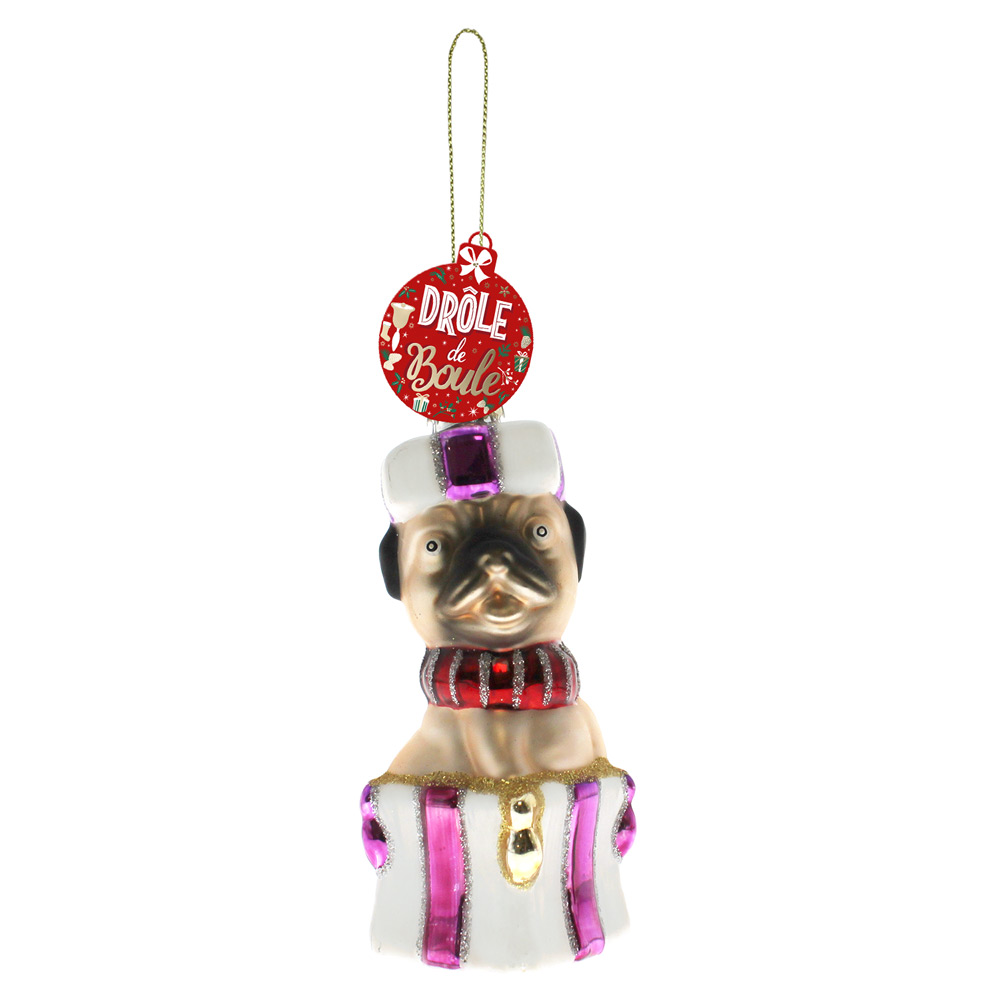 Boule noel chien paquet cadeau