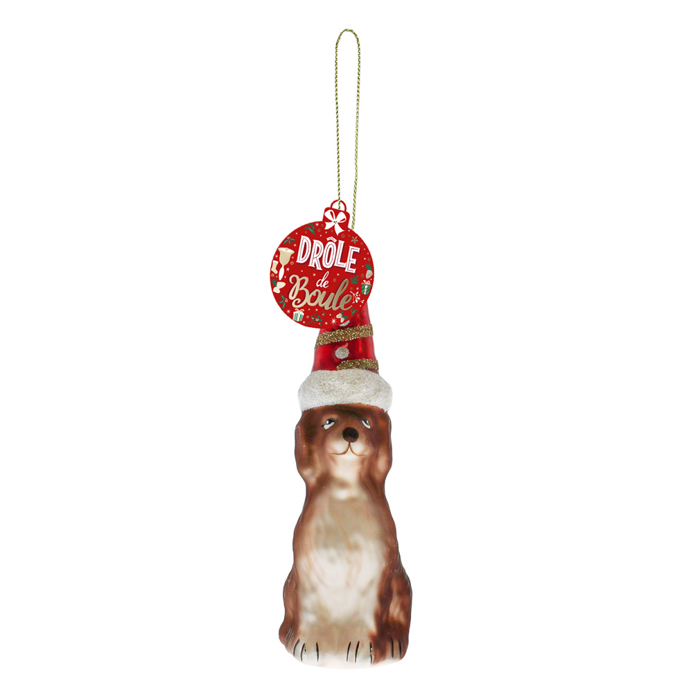 Boule noel chien chapeau