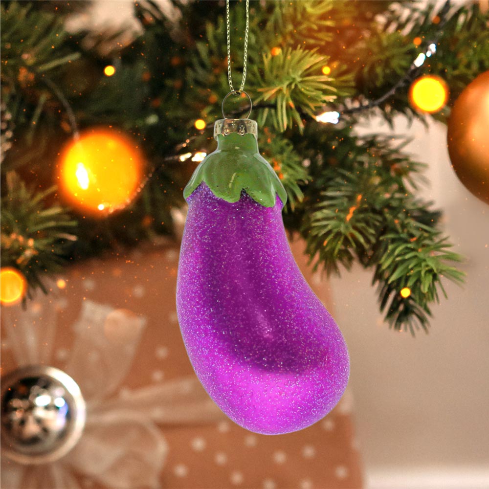 Boule noel aubergine