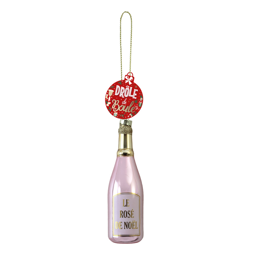 Boule noel bouteille vin rose