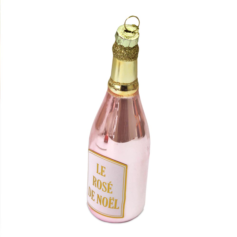 Boule noel bouteille vin rose