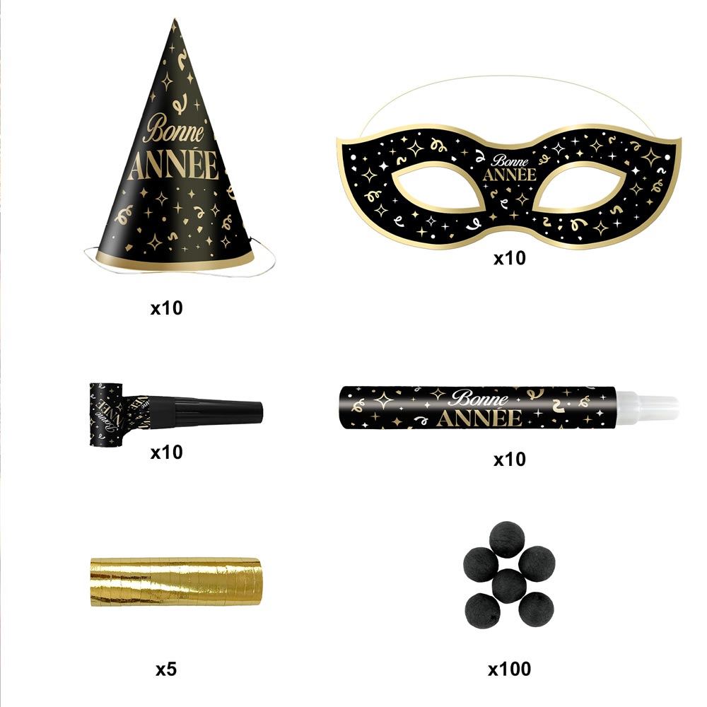 Set 10 personnes "bonne annee" 60pcs