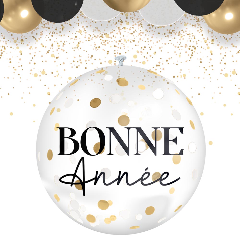 Ballon confettis geant bonne annee