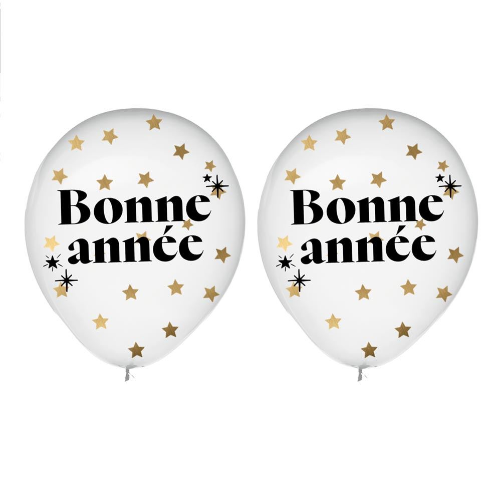 Sachet 6 ballons confettis bonne annee