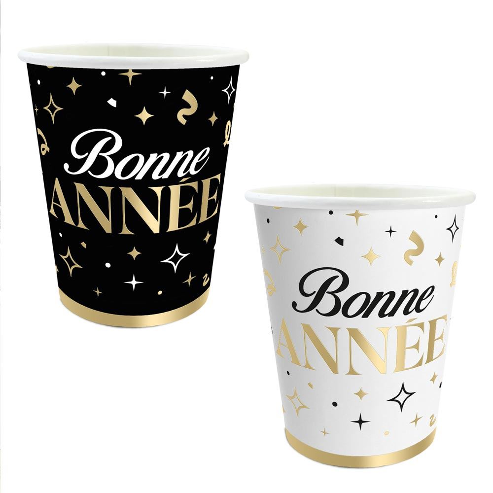 Pack 6 gobelets "bonne annee" 2mods /24pcs