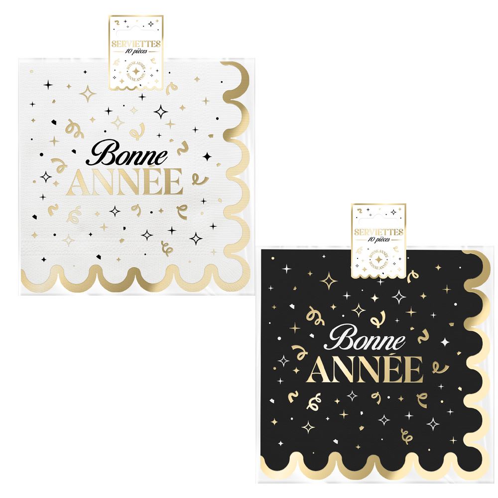 Pack 10 serviettes "bonne annee" 2mods /24pcs