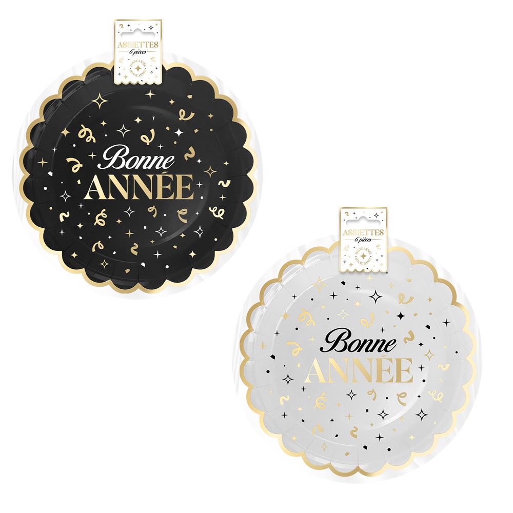 Pack 6 assiettes "bonne annee" 2mods /24pcs