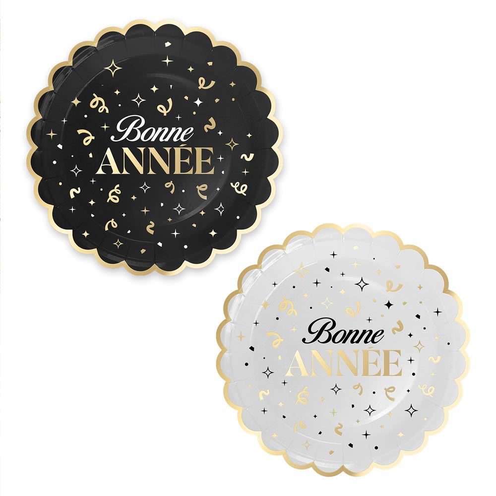 Pack 6 assiettes "bonne annee" 2mods /24pcs