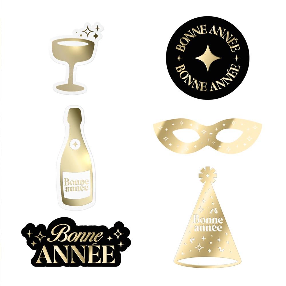 Sachet 60 deco de table "bonne annee" 2 mods /24pcs