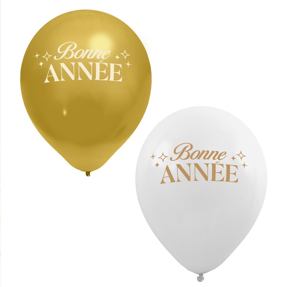 Sachet 8 ballons "bonne annee"