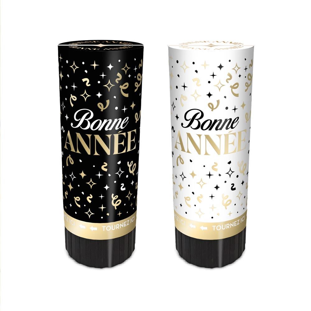 Sachet 4 mini canons confettis "bonne annee"