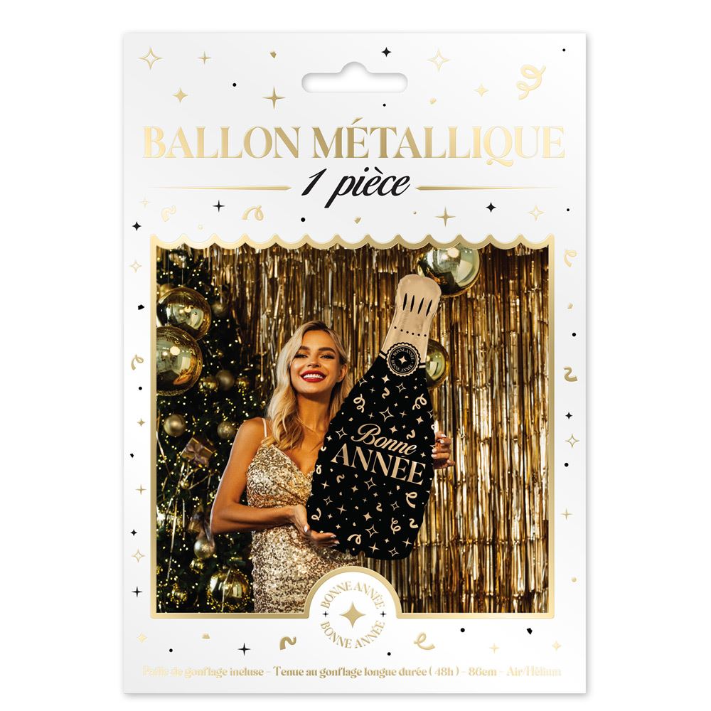 Ballon metal bouteille "bonne annee"