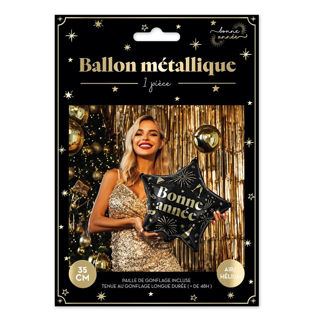 Ballon metal etoile "bonne annee"