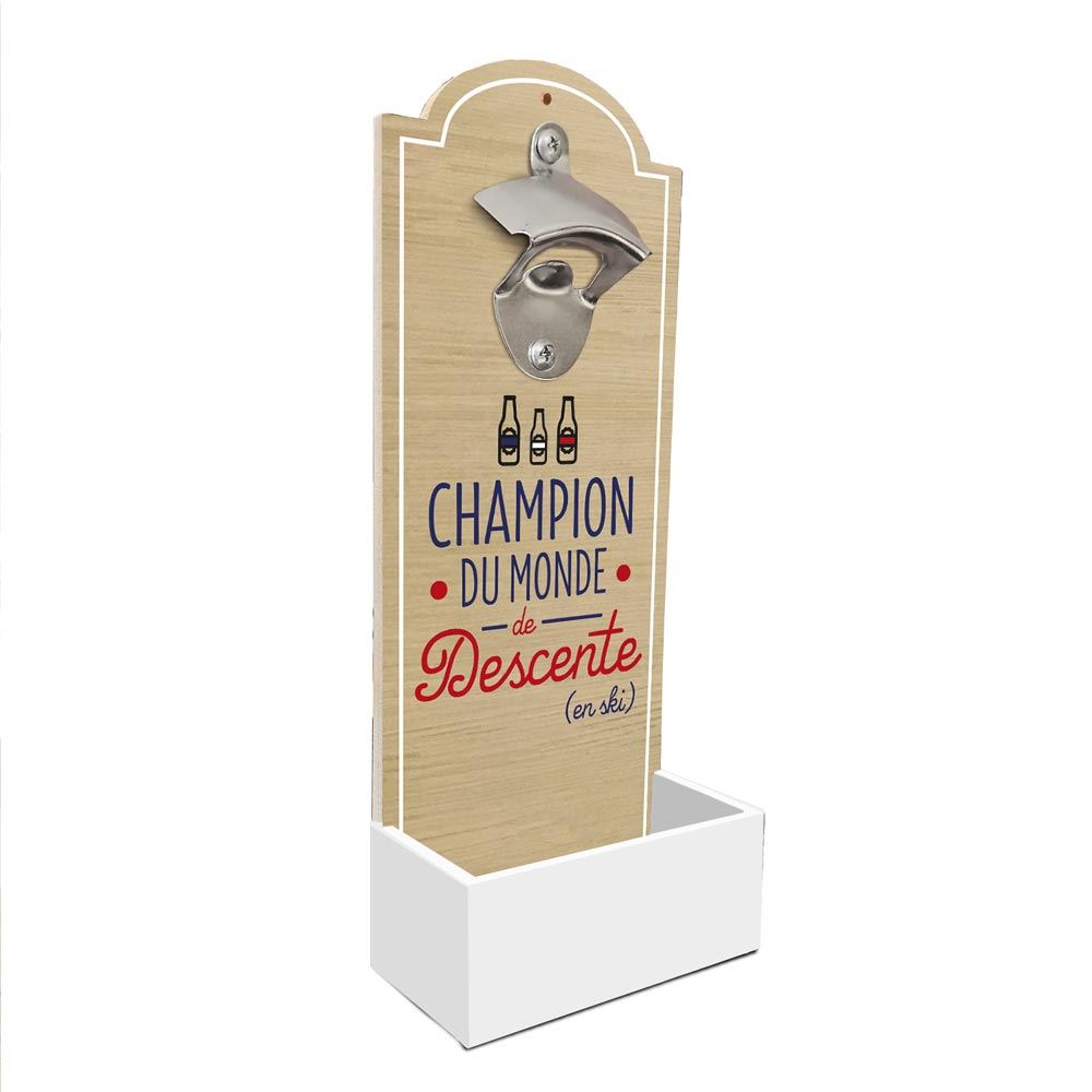 Decapsuleur mural "champion du monde de descente"