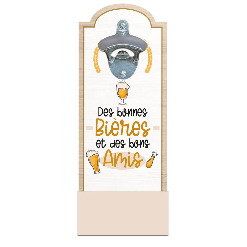 Decapsuleur mural "des bonnes bieres et des bons amis"