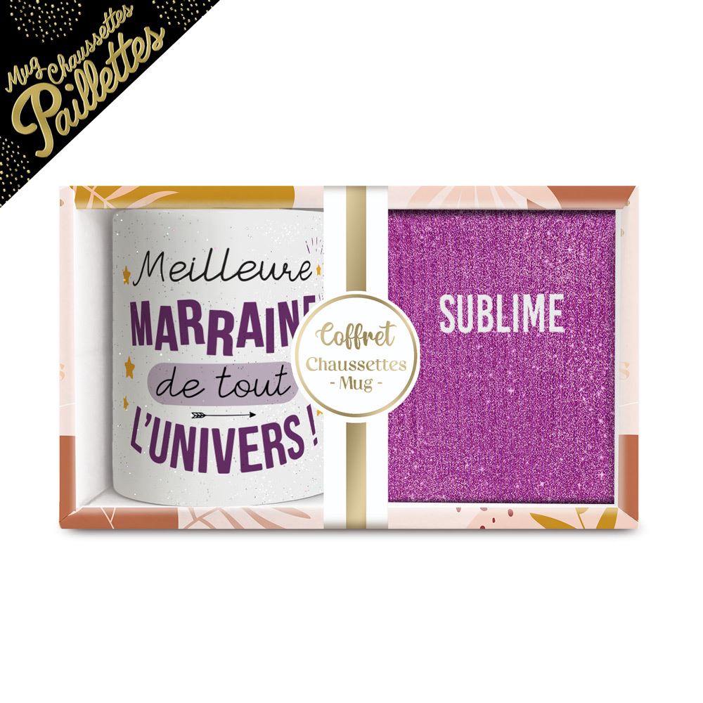 Coffret mug chaussettes paillettes affectif sublime

