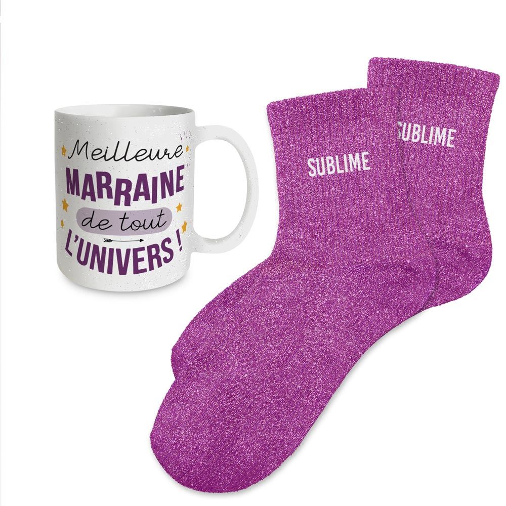 Coffret mug chaussettes paillettes affectif sublime
