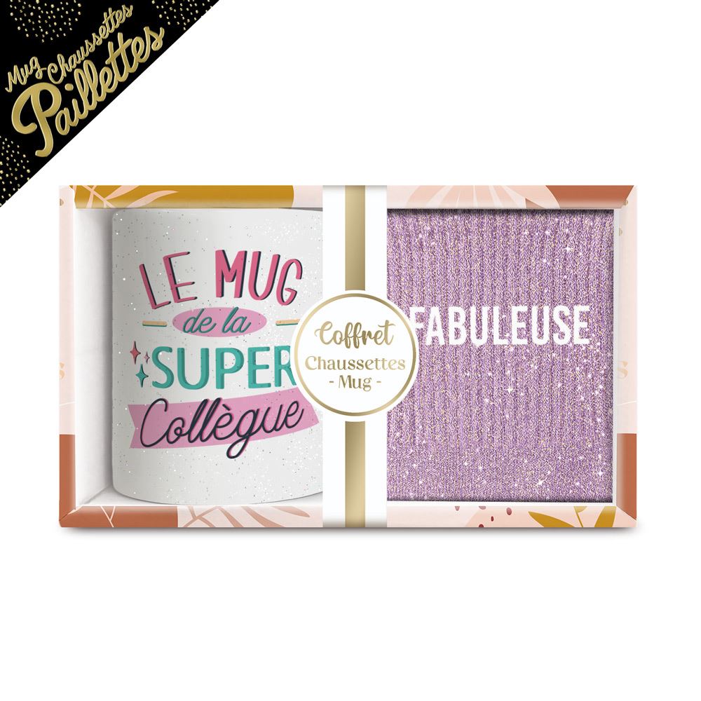 Coffret mug chaussettes paillettes affectif fabuleuse
