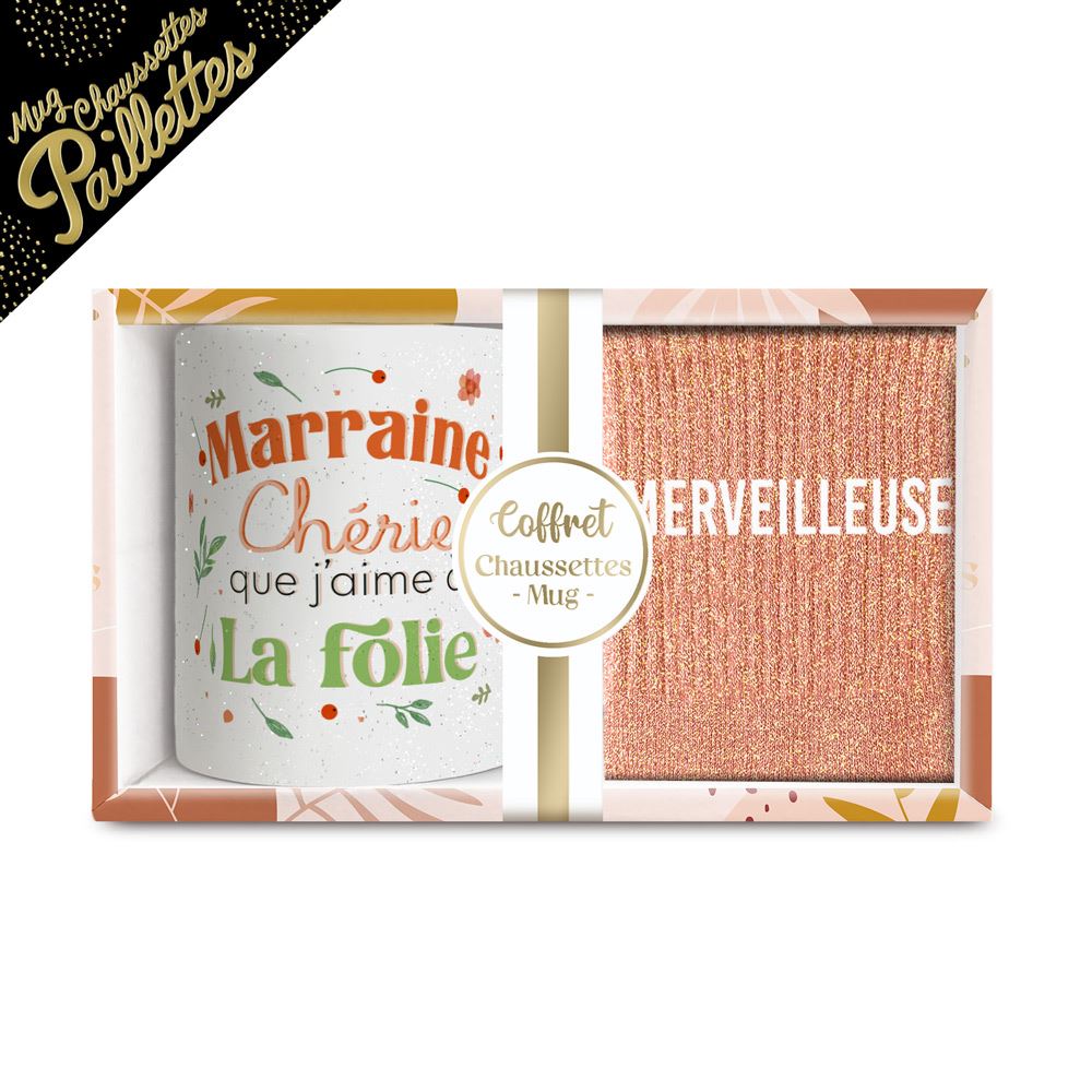 Coffret mug chaussettes paillettes affectif complice
