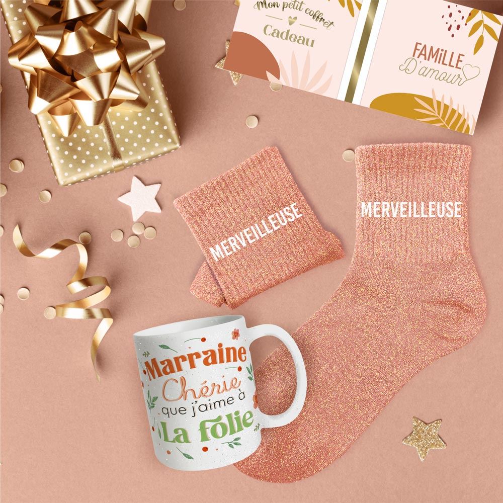Coffret mug chaussettes paillettes affectif complice
