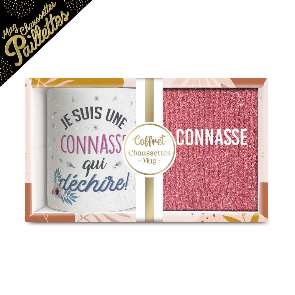 Coffret mug chaussettes paillettes affectif connasse
