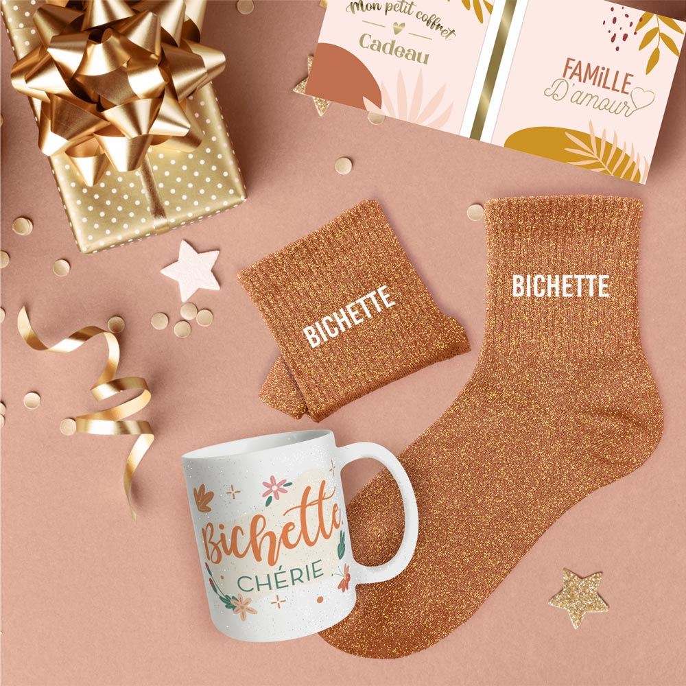Coffret mug chaussettes paillettes bichette