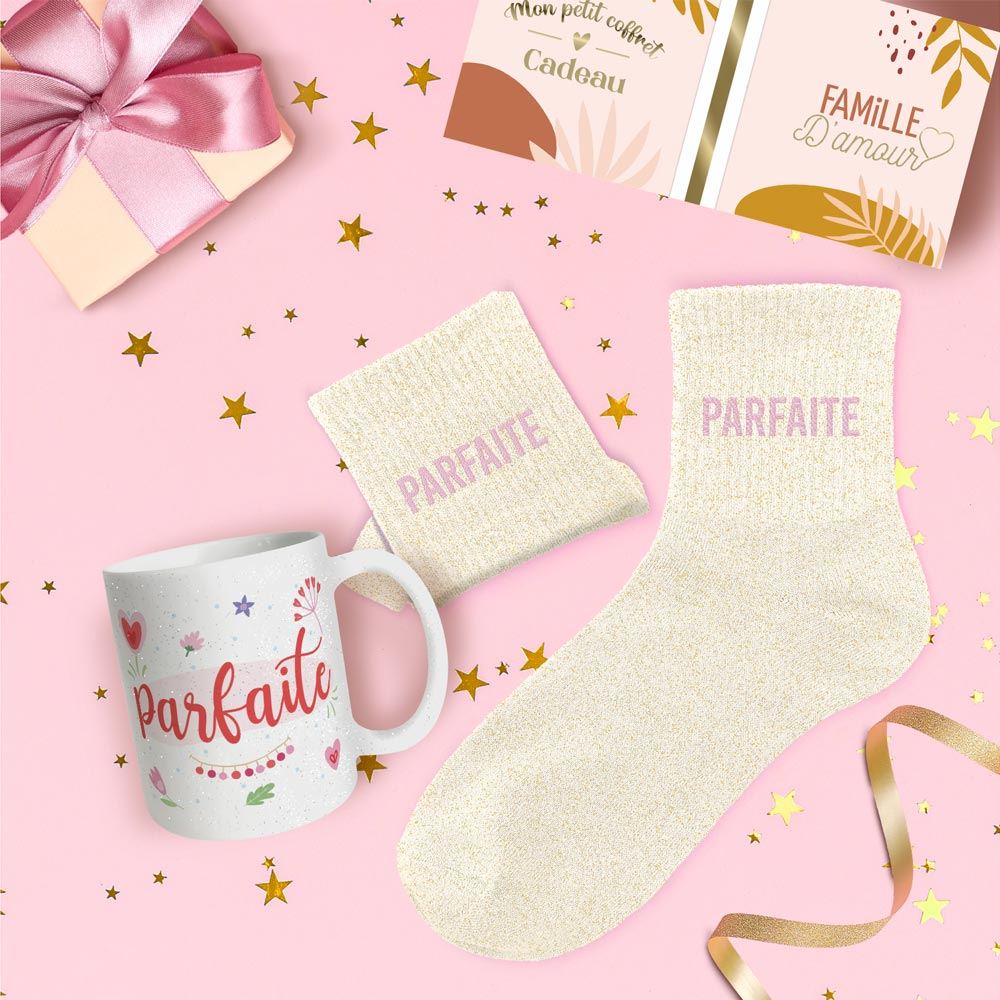 Coffret mug chaussettes a paillettes parfaite