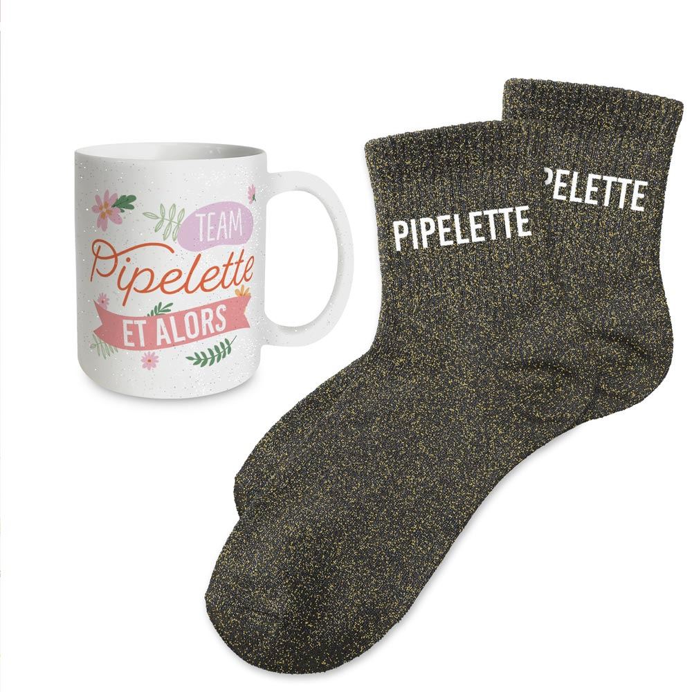 Coffret mug chaussettes paillettes pipelette