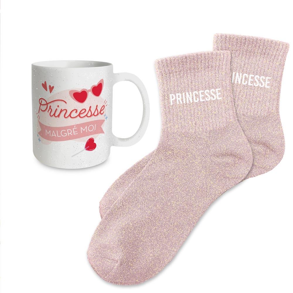 Coffret mug chaussettes paillettes princesse