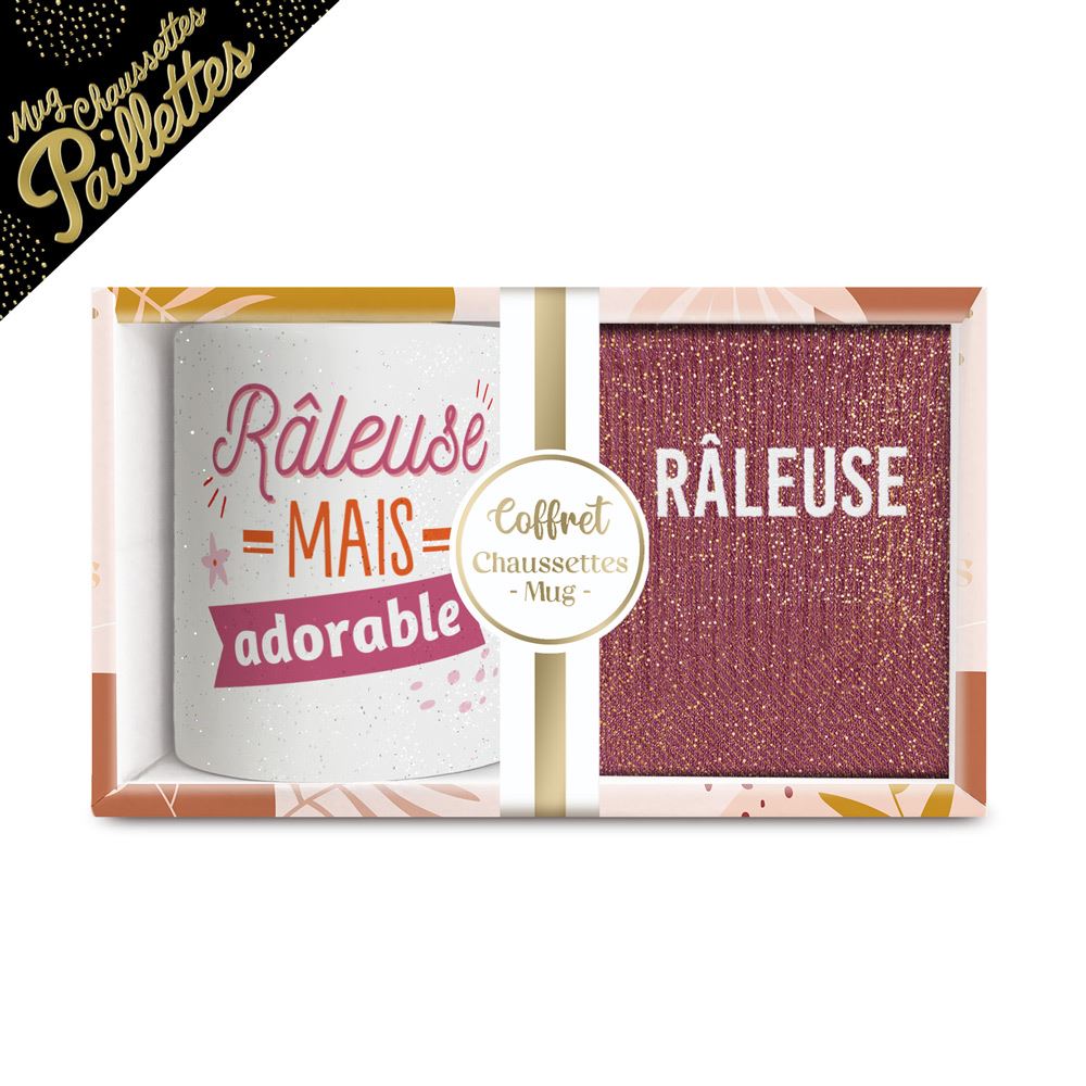 Coffret mug chaussettes paillettes raleuse