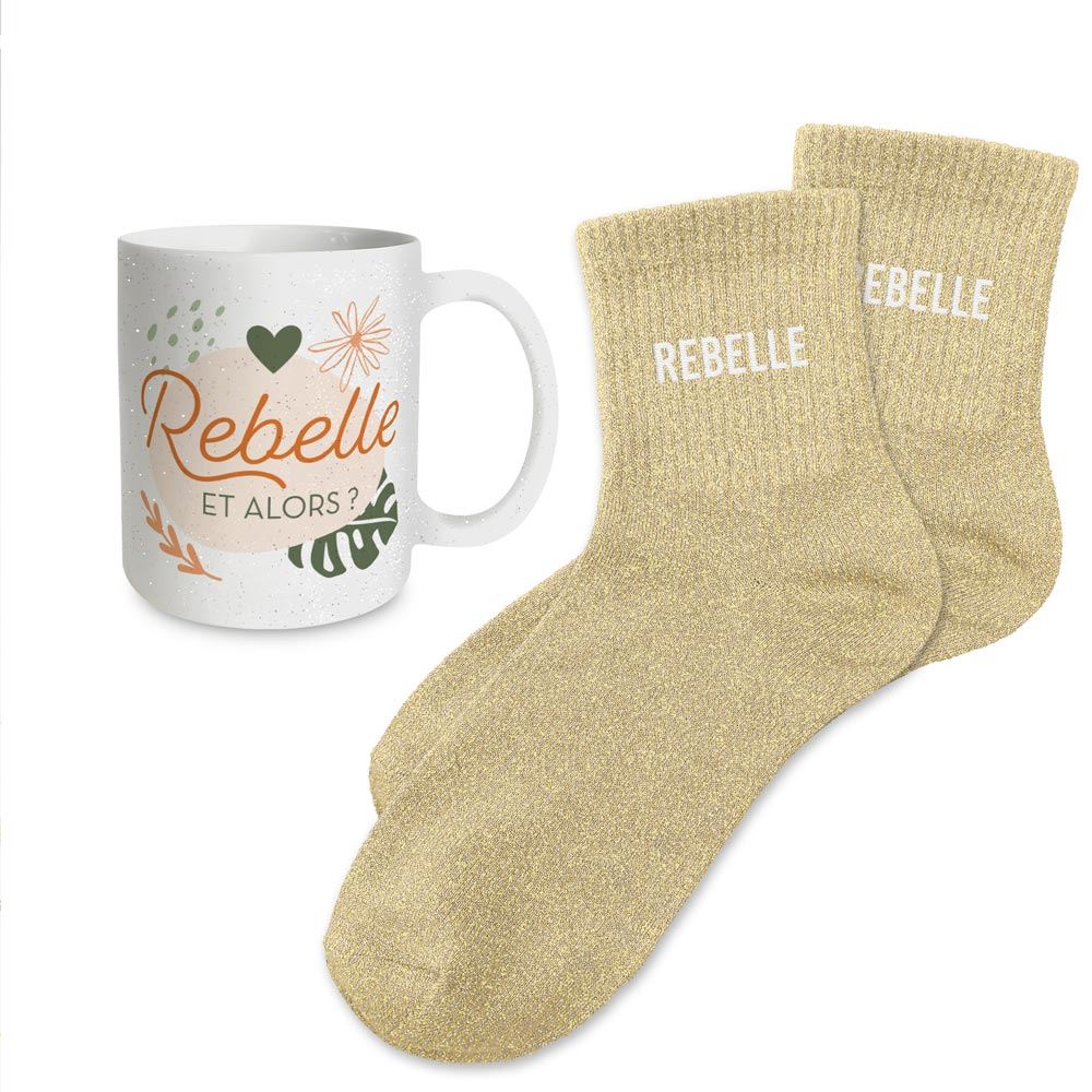 Coffret mug chaussettes paillettes rebelle