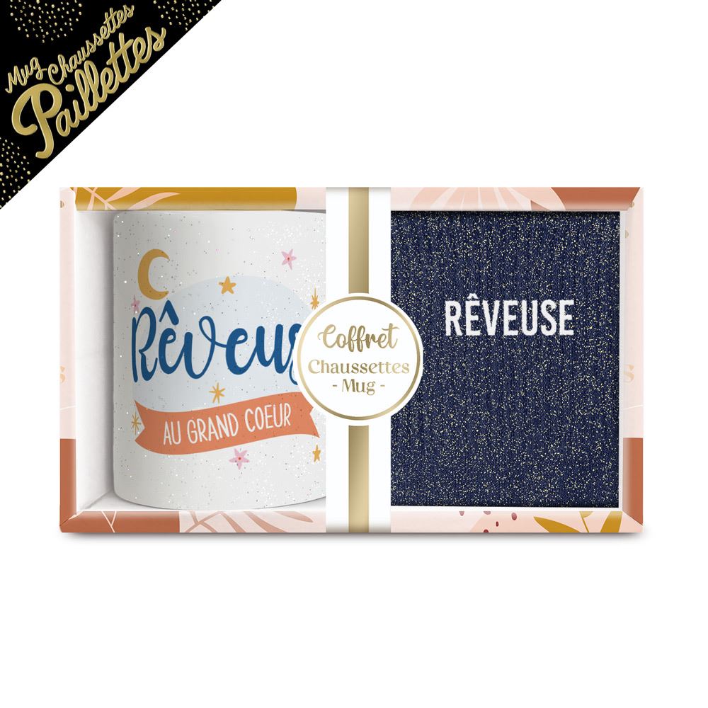 Coffret mug chaussettes paillettes reveuse