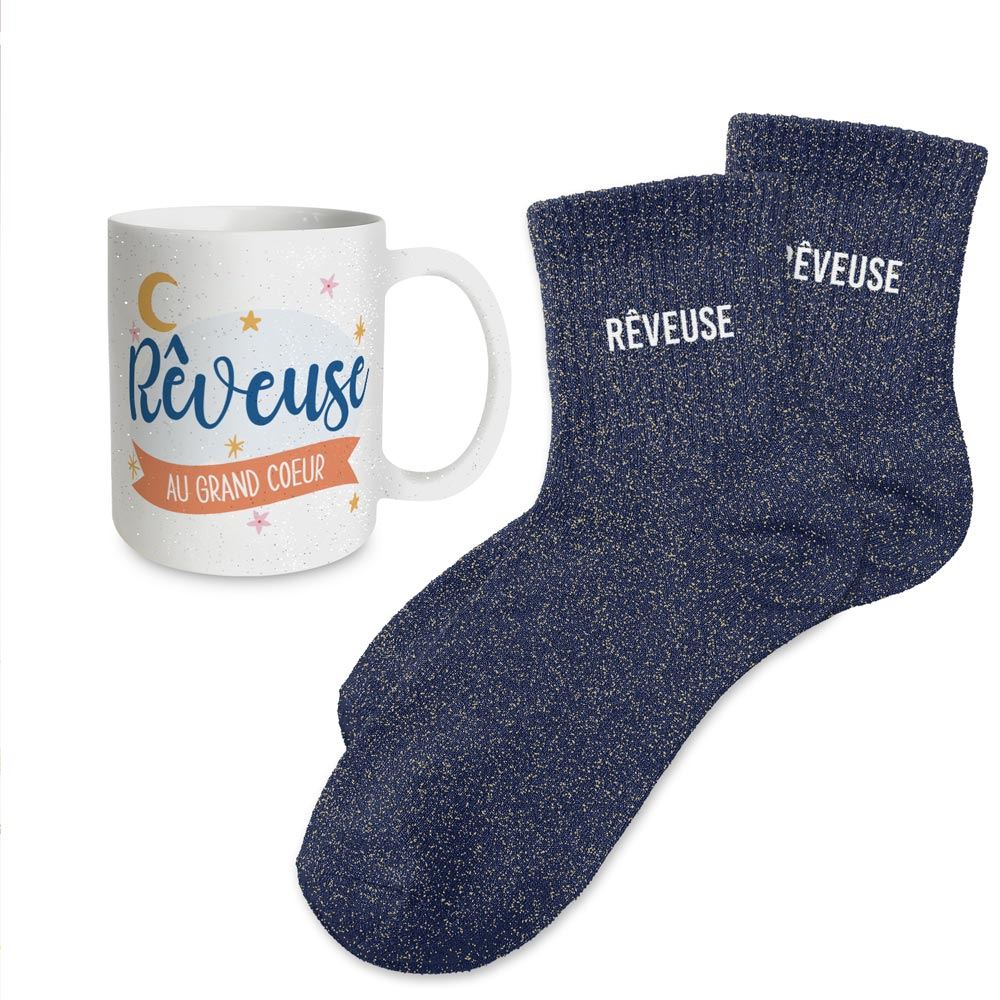Coffret mug chaussettes paillettes reveuse