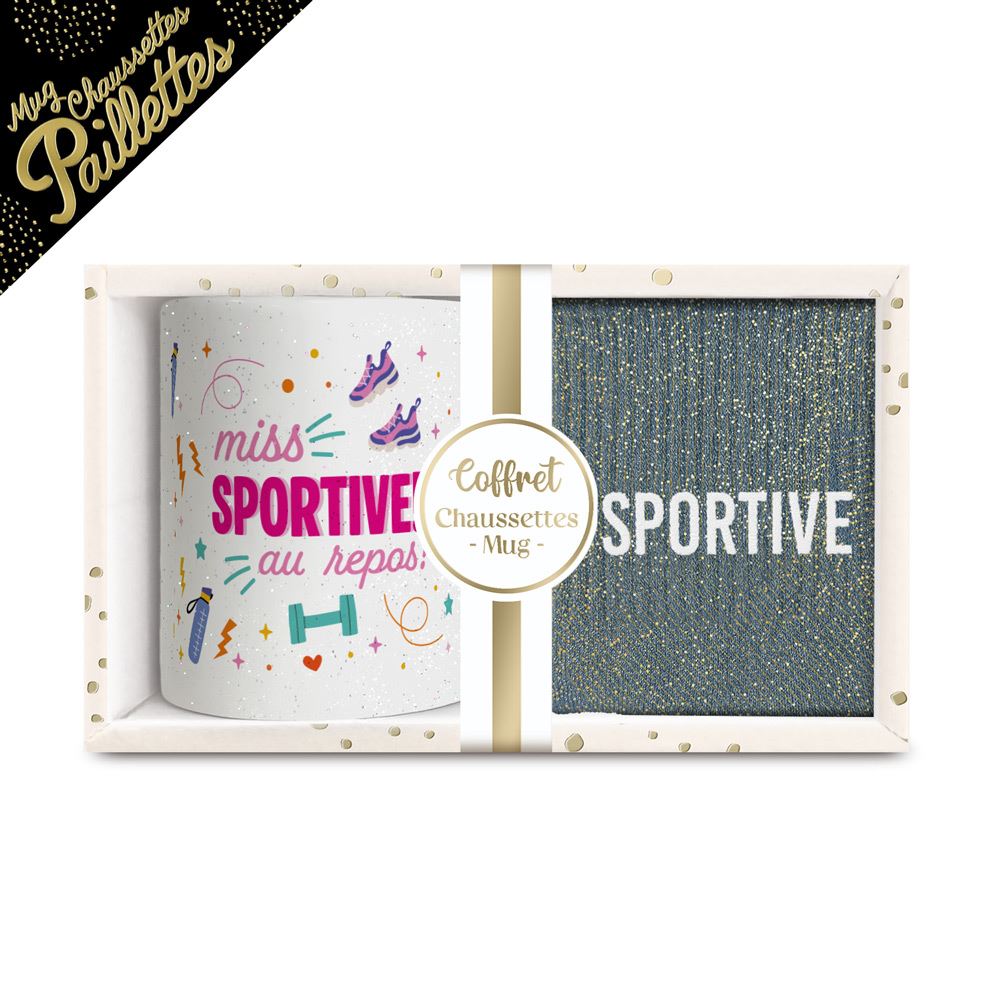 Coffret mug chaussettes paillettes affectif sportive