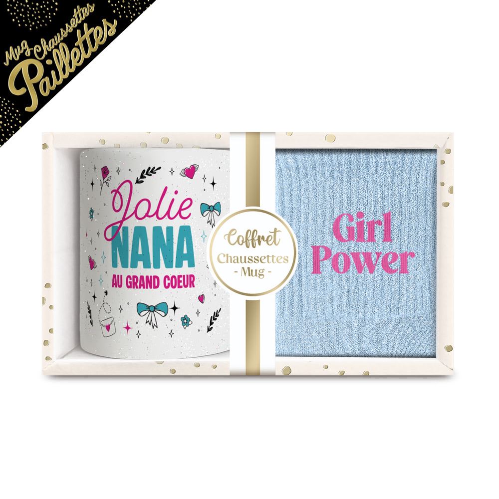 Coffret mug chaussettes paillettes affectif girl power