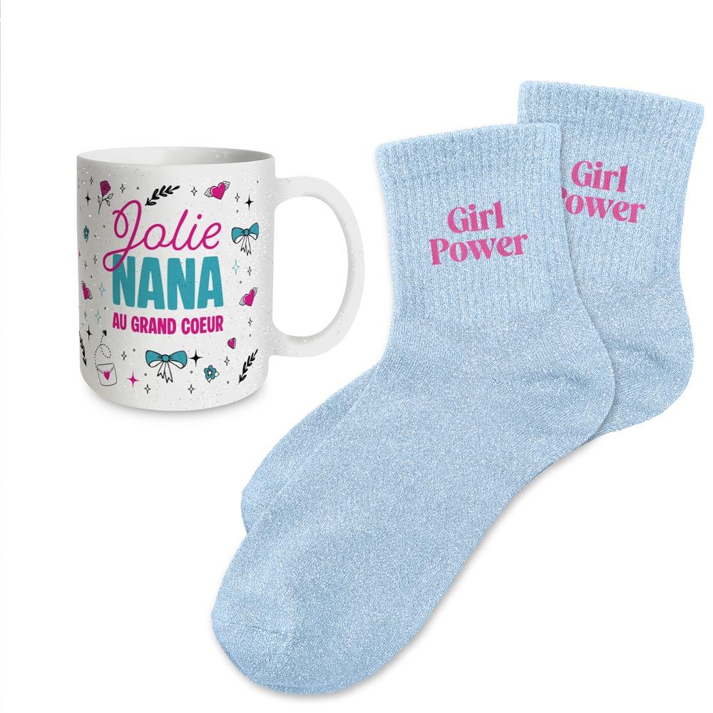 Coffret mug chaussettes paillettes affectif girl power