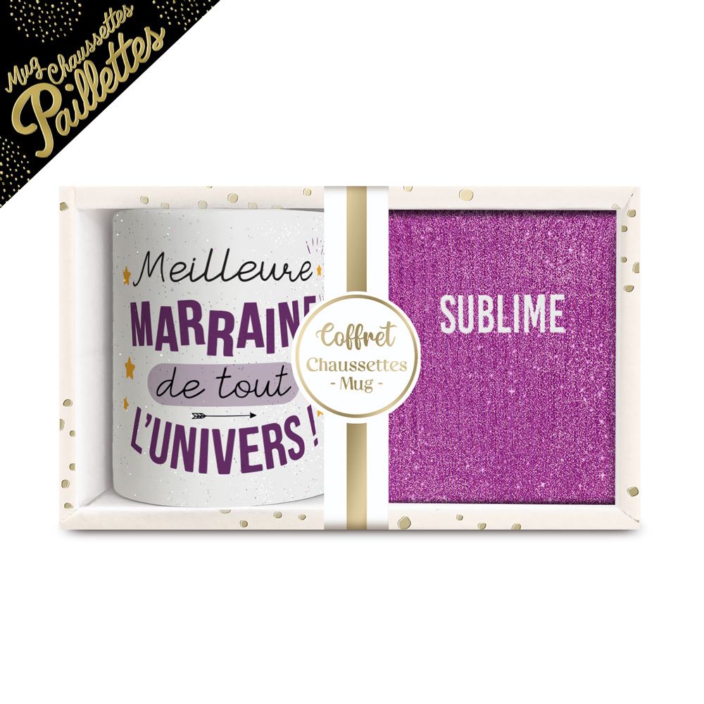 Coffret mug chaussettes paillettes affectif sublime
