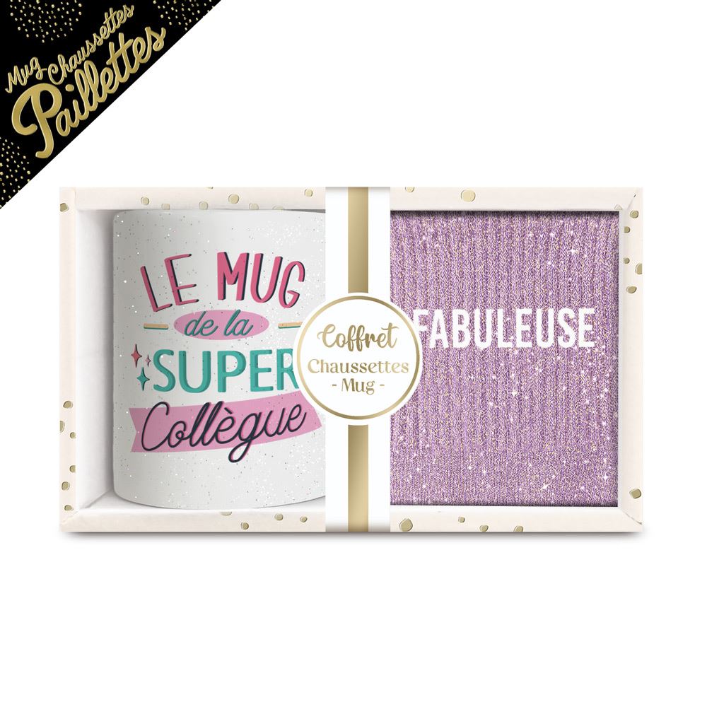Coffret mug chaussettes paillettes affectif fabuleuse
