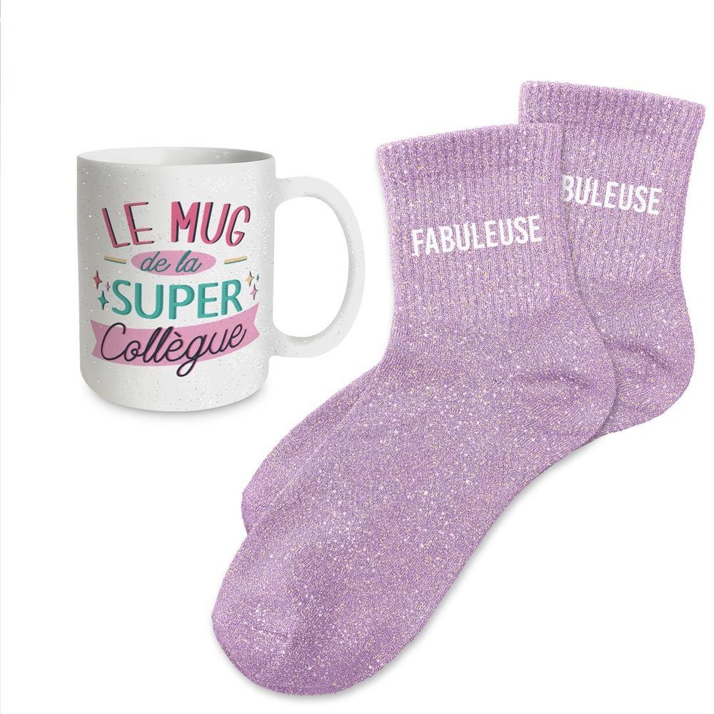 Coffret mug chaussettes paillettes affectif fabuleuse
