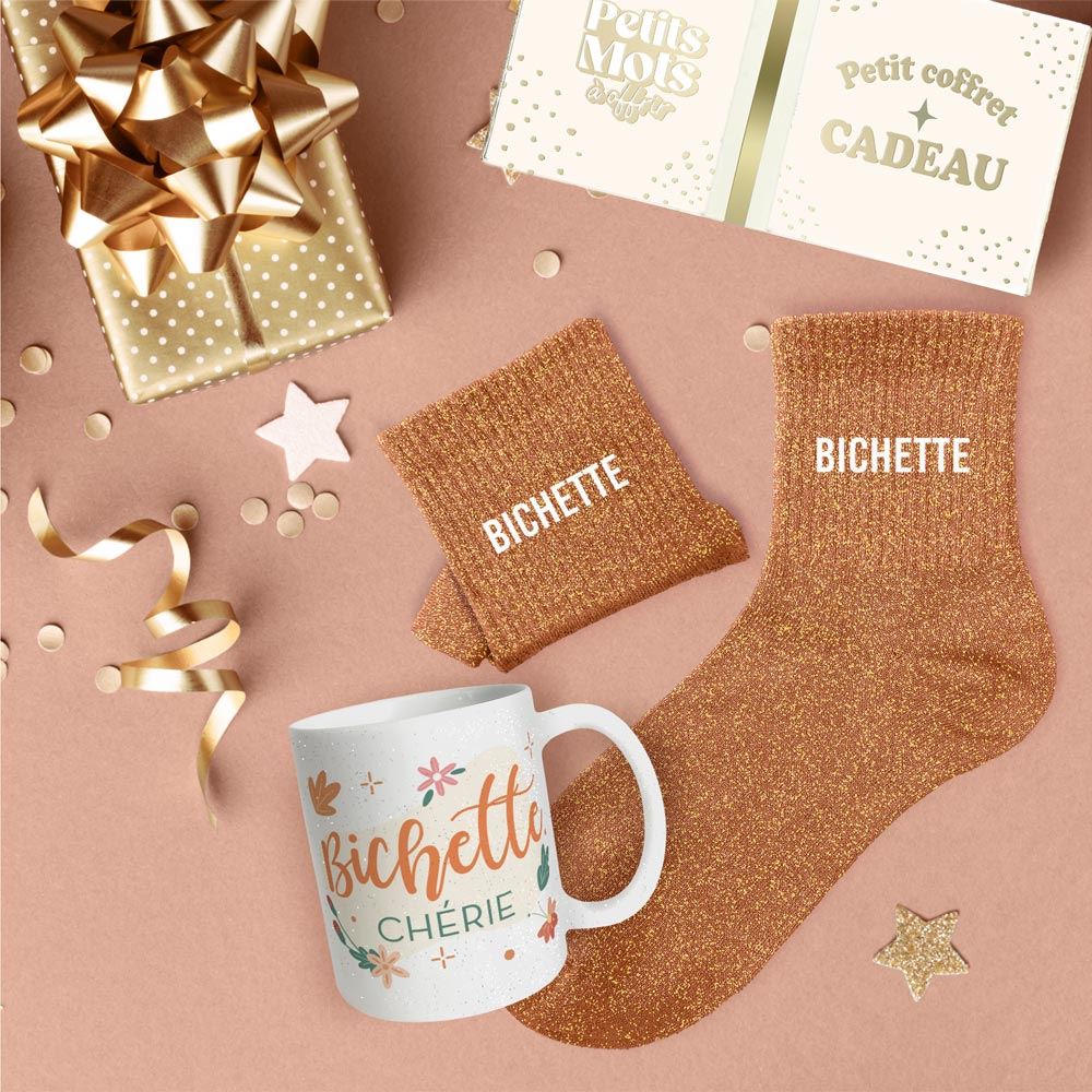 Coffret mug chaussettes paillettes bichette