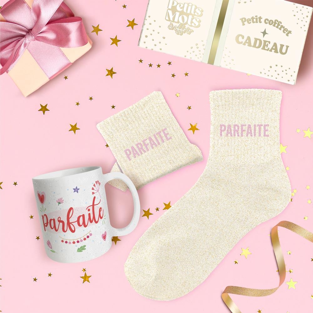 Coffret mug chaussettes a paillettes parfaite