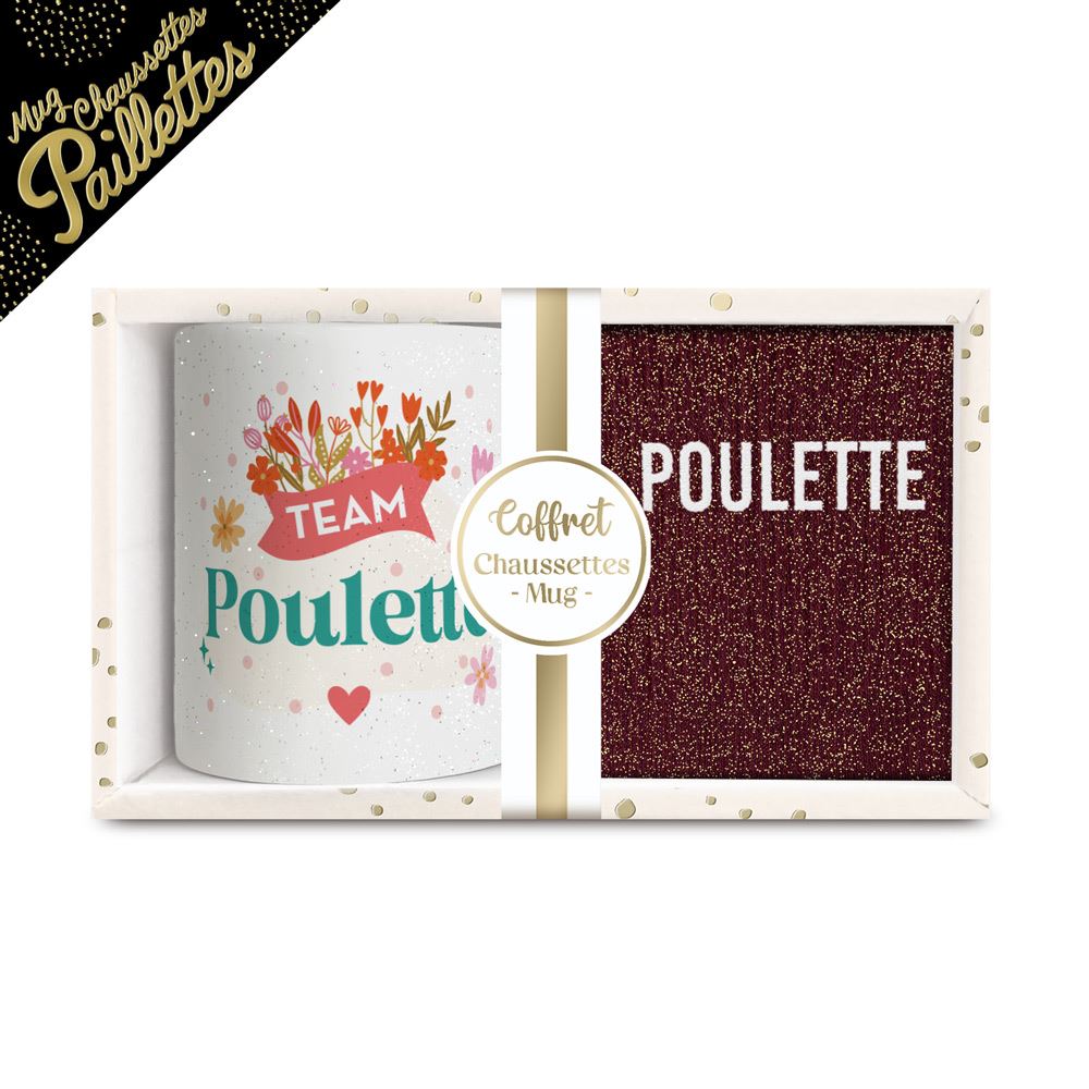 Coffret mug chaussettes paillettes poulette